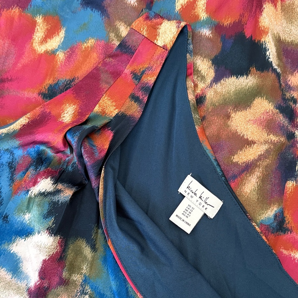 Nicole Miller Floral Watercolor Grecian One-Shoulder Maxi Dress - Picture 10 of 10